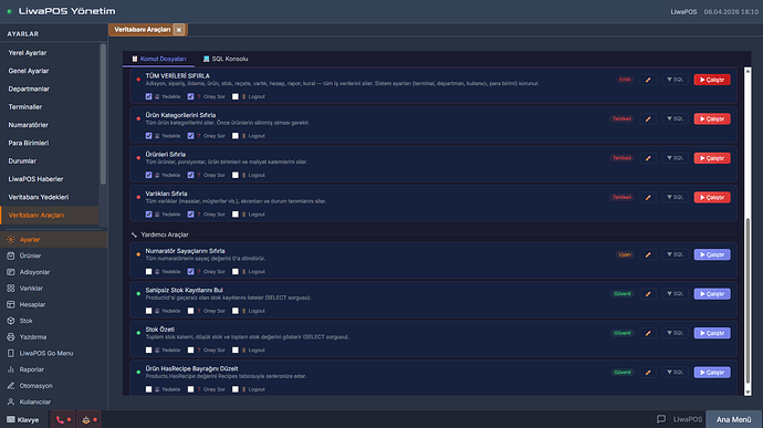 LiwaPOS Database Tasks